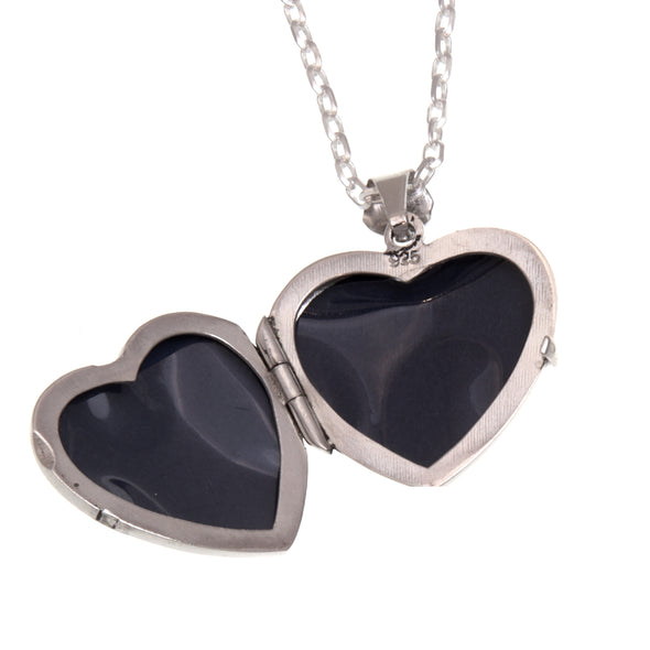 Sterling Silver Heart Locket with 2 photo windows, 18" Chain & Jewellery Gift Box