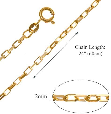Long 9ct Yellow Gold Oval Belcher Chain Necklace - 6.3g - 24" (61cm) - Suitable for a man or woman - Comes in a Jewellery presentation gift box