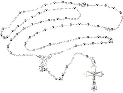 Sterling Silver Holy Communion Rosary Beads
