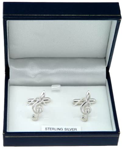 Sterling Silver Treble Clef Cufflinks - Mens Music Gift