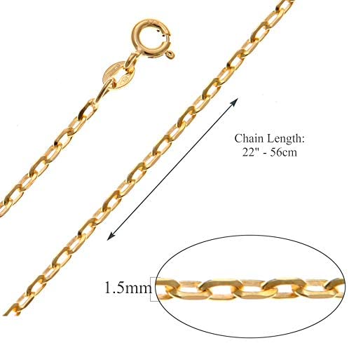 9ct Yellow Gold Oval Belcher Chain Necklace - 4.6g - 22" (56cm) - Suitable for a man or woman - Comes in a Jewellery presentation gift box