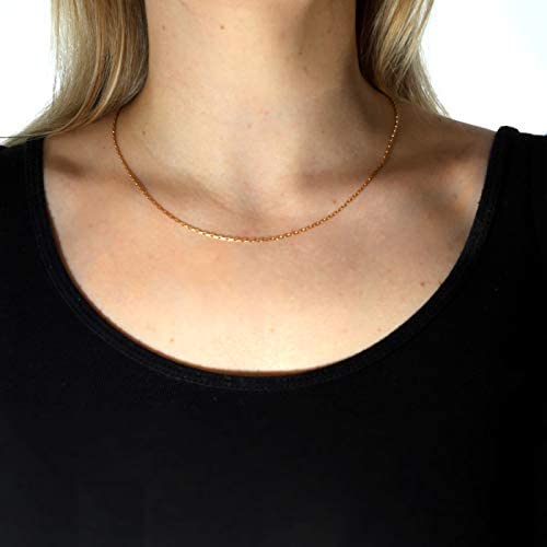 9ct Yellow Gold Rolo Belcher Chain Necklace - 2.4g - 18" (45cm) - Comes in a Jewellery presentation gift box