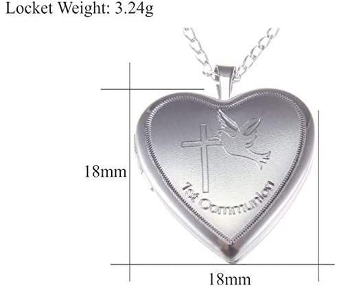 Sterling Silver First Communion Locket necklace with 16" Chain and jewellery gift box - Great Gift for Christenings and Holy Communion