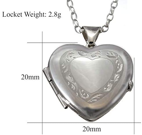 Sterling Silver Heart Locket Pendant Necklace and 18" Silver Chain - Comes in Jewellery Gift Box