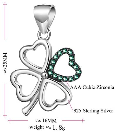 Sterling silver Four Leaf Clover Shamrock Celtic Irish Pendant Necklace with 18" Chain and gift box. Great woman's gift for Christmas or Birthday's