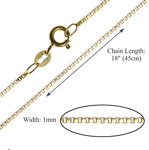 9ct Yellow Gold Box Chain Necklace - 2.6g - 18" (45cm) - Comes in a Jewellery presentation gift box