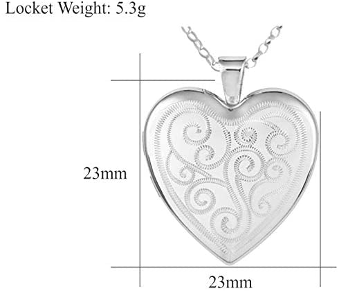 Sterling Silver Swirls Heart Shaped Family Locket Pendant Necklace with 18" Chain and Jewellery Gift Box - Space for 4 Photos
