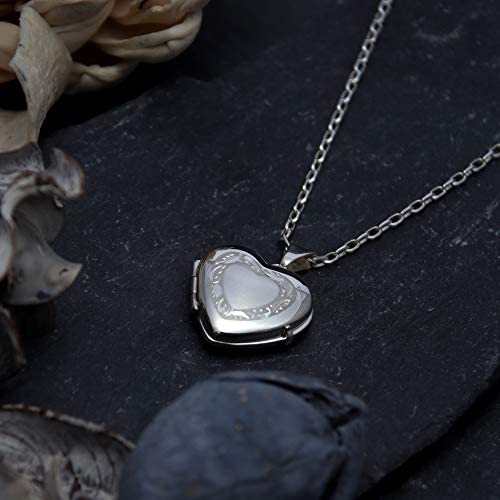 Sterling Silver Heart Locket Pendant Necklace with 18" Chain & Jewellery Gift Box