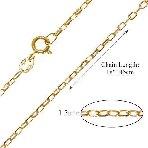 9ct Yellow Gold Rolo Belcher Chain Necklace - 2.4g - 18" (45cm) - Comes in a Jewellery presentation gift box