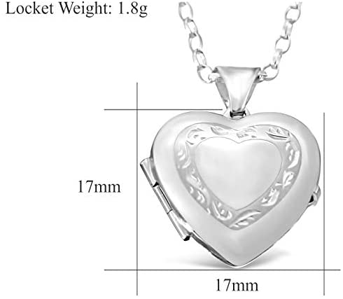 Sterling Silver Heart Locket Pendant Necklace with 18" Chain & Jewellery Gift Box