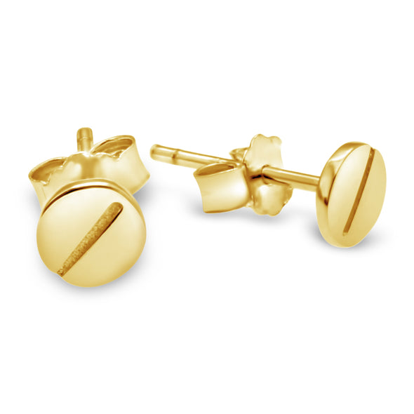 Sterling Silver Gold Plated Screw Head Stud Earrings with Jewellery Gift Box