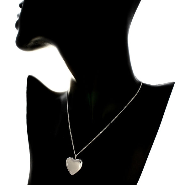 Sterling Silver Heart Locket Pendant Necklace with 18" Chain and jewellery gift box - 2 photo windows inside