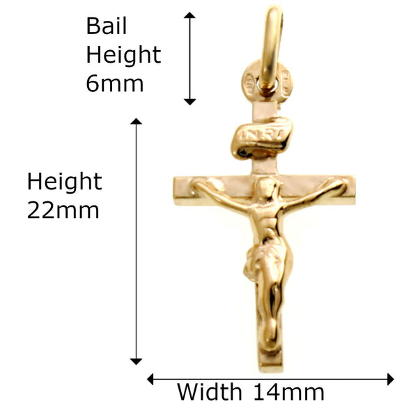 Alexander Castle Small 9ct Gold Crucifix Cross Pendant With Jewellery Gift Box