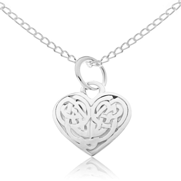 Alexander Castle Sterling Silver Celtic Heart Pendant Necklace with 18" Chain and gift box. Great woman's gift for Christmas or Birthday's