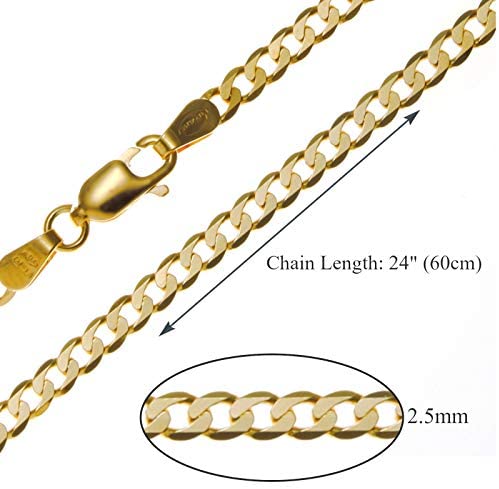 9ct Yellow Gold Curb Chain Necklace - 8.25g - 24" (60cm) - Width 2.5mm - Suitable for a man or woman - Comes in a Jewellery presentation gift box
