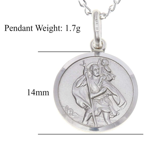 Small Sterling Silver St Christopher Pendant with 18" Chain and Jewellery Gift Box