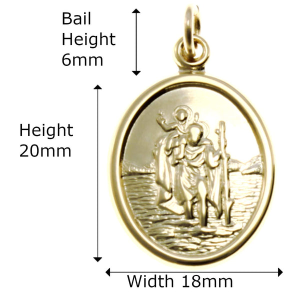 Alexander Castle 9ct Gold St Christopher Pendant Necklace with 18" Chain and jewellery gift box