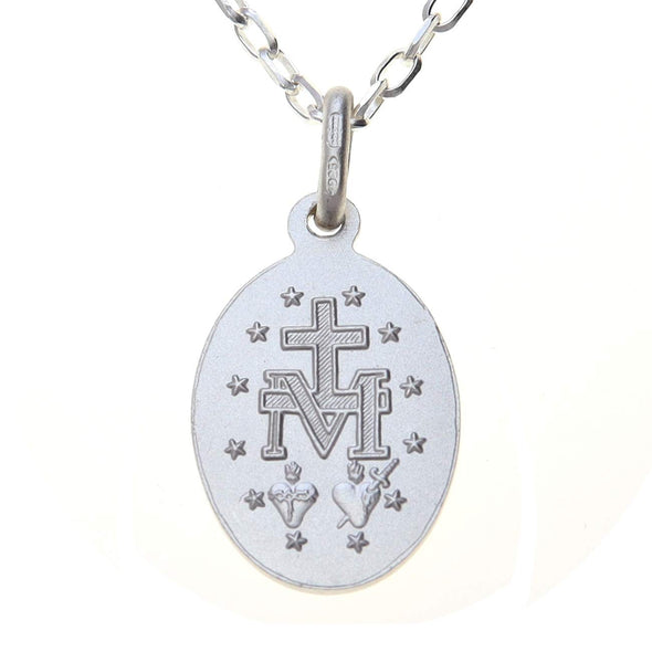 Alexander Castle Sterling Silver Miraculous Medal Necklace (14mm) with 18" Chain & Jewellery Gift Box