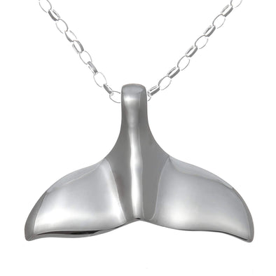 Sterling Silver Whale Tail Pendant Necklace With 18" Chain