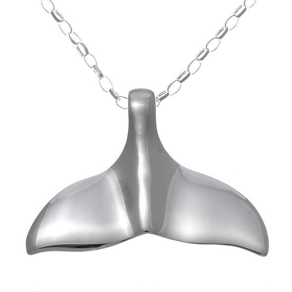 Sterling Silver Whale Tail Pendant Necklace With 18" Chain