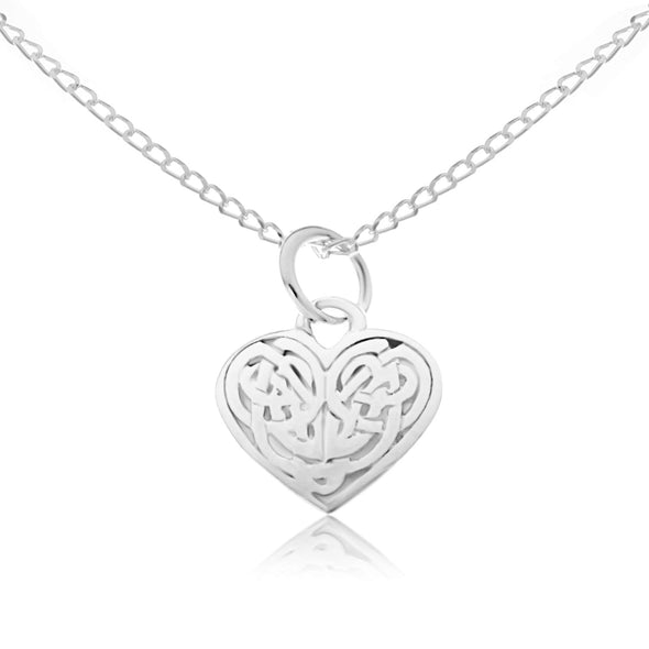 Alexander Castle Sterling Silver Celtic Heart Pendant Necklace with 18" Chain and gift box. Great woman's gift for Christmas or Birthday's
