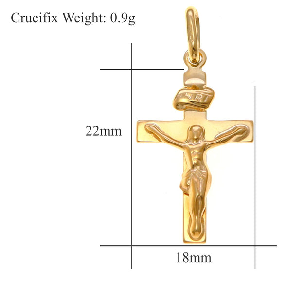 Small 9ct Gold Crucifix Cross Pendant With Jewellery Gift Box