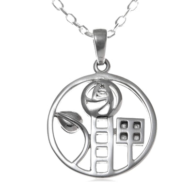 Sterling Silver Charles Rennie Mackintosh Pendant Necklace With 18" Chain