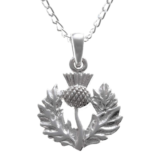 Scottish Necklace Ladies Gift - Silver Thistle Pendant & Earring Gift Set