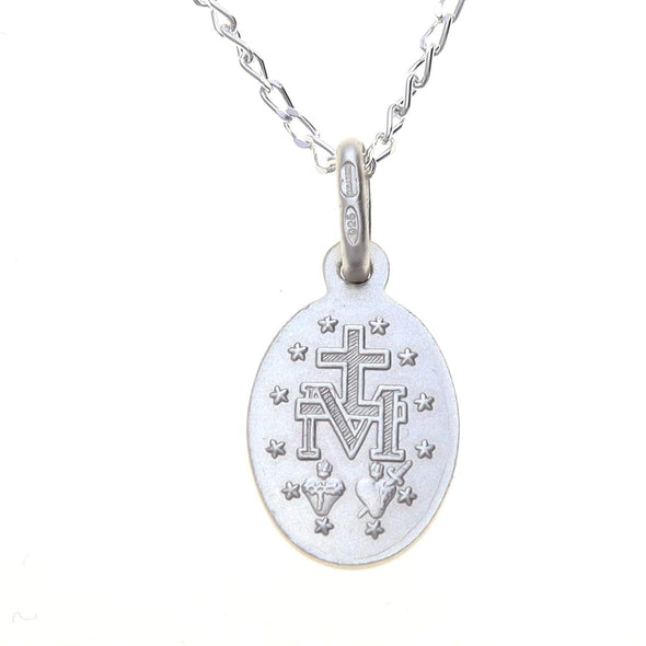 Sterling Silver Miraculous Medal Necklace (12mm) with 16" Chain & Jewellery Gift Box