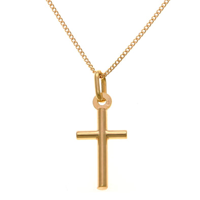 Alexander Castle Small Plain 9ct Gold Cross Necklace with 18" chain - Comes in Jewellery Gift Box