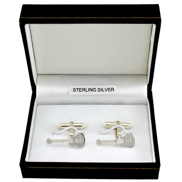 Sterling Silver Guitar Cufflinks & Gift Box
