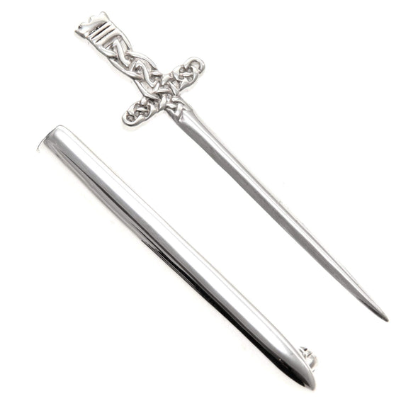 Sterling Silver Kilt Pin Brooch With Removable Sword and Jewellery Gift Box