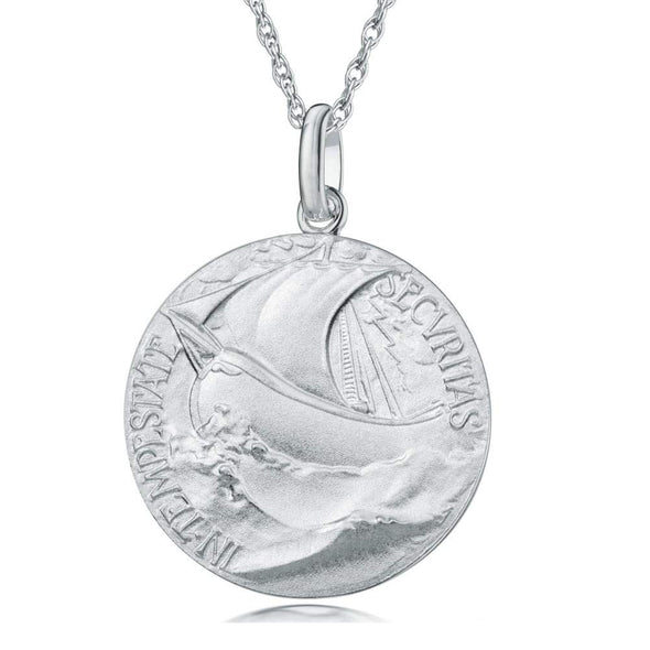 Sterling Silver Reversible St Saint George and Dragon Reversible Pendant Necklace With 18" Chain and jewellery gift box.