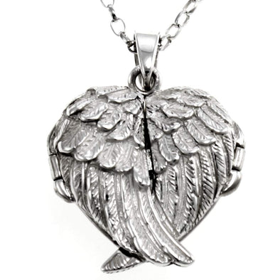 Sterling Silver Guardian Angel Wings Locket with 18" Chain & Gift Box