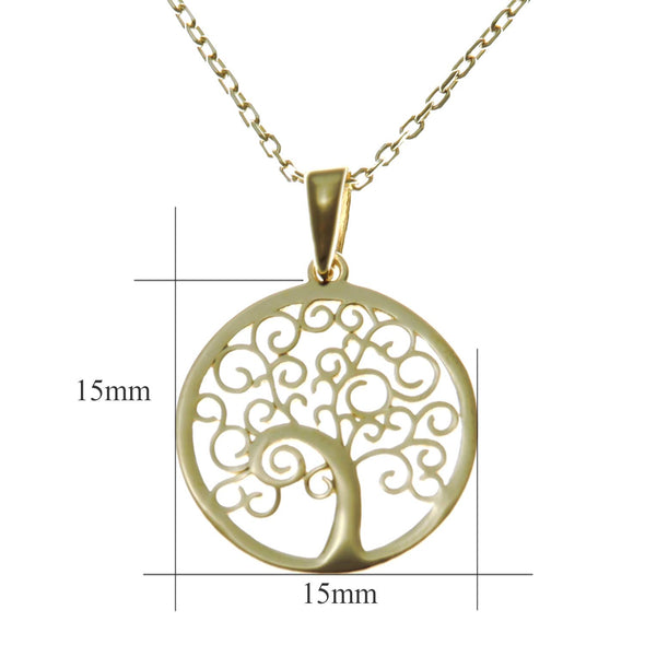Gold Plated Sterling Silver Tree of Life Yggdrasil Pendant Necklace with adjustable 16" to 18" chain and jewellery gift box