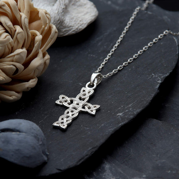 Scottish Jewellery Shop Sterling Silver Celtic Cross Pendant with 18" Silver Chain
