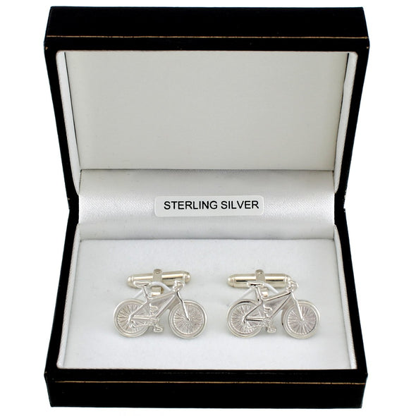 Sterling Silver Bicycle Bike Cufflinks & Gift Box