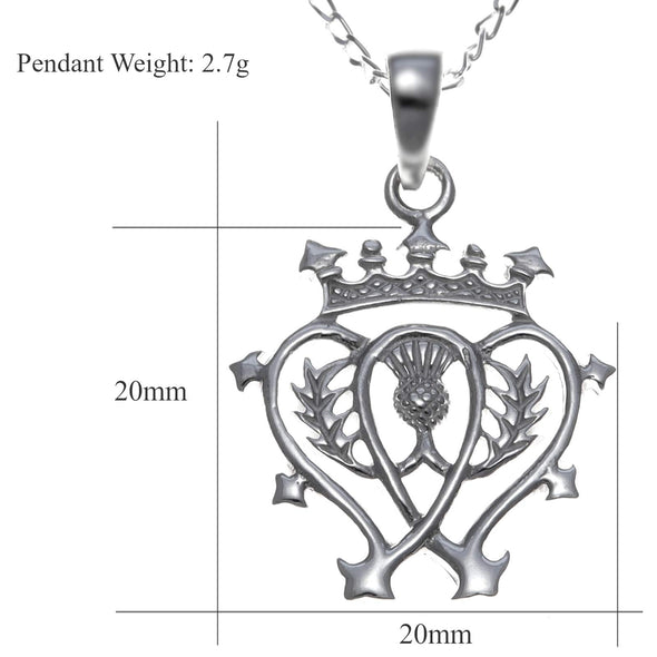 Sterling Silver Luckenbooth Pendant Necklace with 18" Chain and Jewellery Gift Box