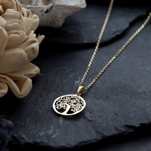 Gold Plated Sterling Silver Tree of Life Yggdrasil Pendant Necklace with adjustable 16" to 18" chain and jewellery gift box