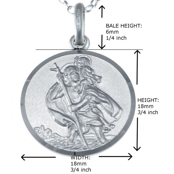 Reversible Sterling Silver St Christopher Pendant Necklace with 18" Chain & Jewellery Gift Box - 18mm
