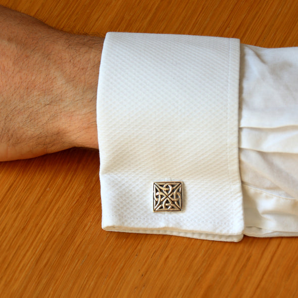 Sterling Silver Celtic Oxidised Square Cufflinks