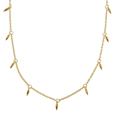 Gold plated sterling silver tear drop choker necklace with adjustable chain and jewellery gift box