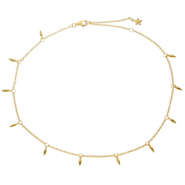 Gold plated sterling silver tear drop choker necklace with adjustable chain and jewellery gift box