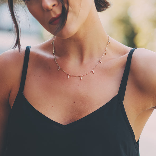 Gold plated sterling silver tear drop choker necklace with adjustable chain and jewellery gift box
