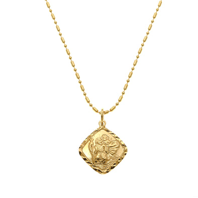 Gold plated Sterling Silver St Christopher pendant necklace with adjustable chain and jewellery gift box