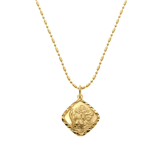 Gold plated Sterling Silver St Christopher pendant necklace with adjustable chain and jewellery gift box