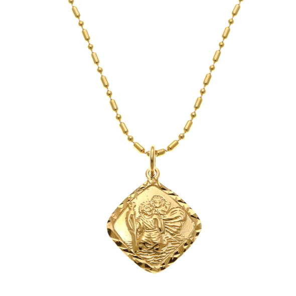 Gold plated Sterling Silver St Christopher pendant necklace with adjustable chain and jewellery gift box