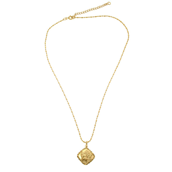 Gold plated Sterling Silver St Christopher pendant necklace with adjustable chain and jewellery gift box
