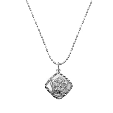 Sterling silver St Christopher pendant necklace with adjustable chain and jewellery gift box