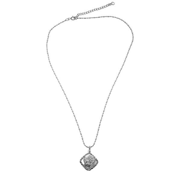 Sterling silver St Christopher pendant necklace with adjustable chain and jewellery gift box